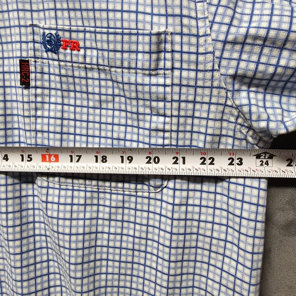 Cinch WRX Mens Large FR Flame Resistant Shirt Blue White Grid HRC-2 NFPA 2112 - Picture 6 of 10